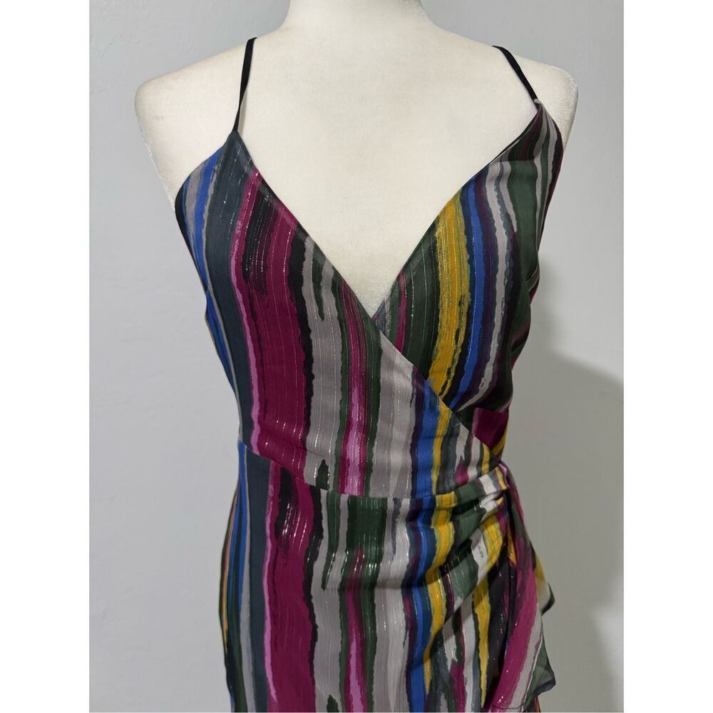 Michael Costello X Revolve Atienne in multicolor high low wrap maxi dress S - Picture 3 of 12